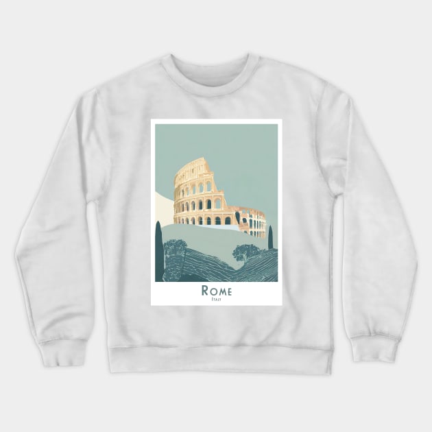 Vintage Italy Rome Colosseum Travel Poster" Crewneck Sweatshirt by POD24